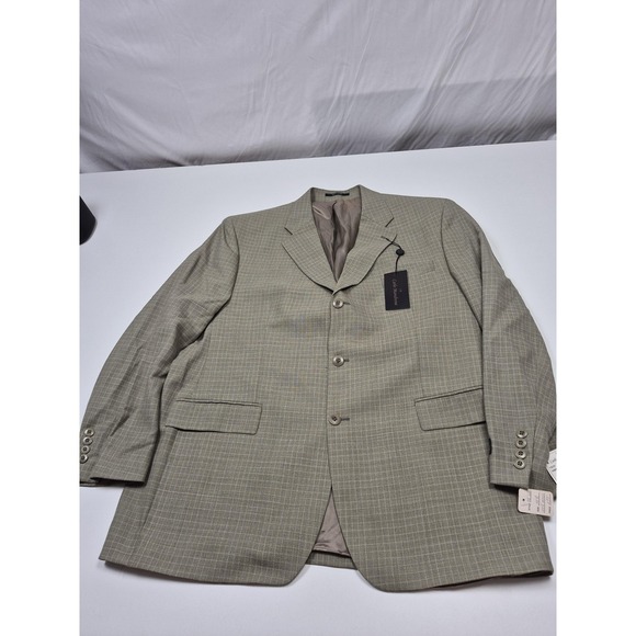 Carlo Mandrone Other - Carlo Mandrone Blazer Mens 46R Beige Wool Check 3 Button Sport Coat NWT
